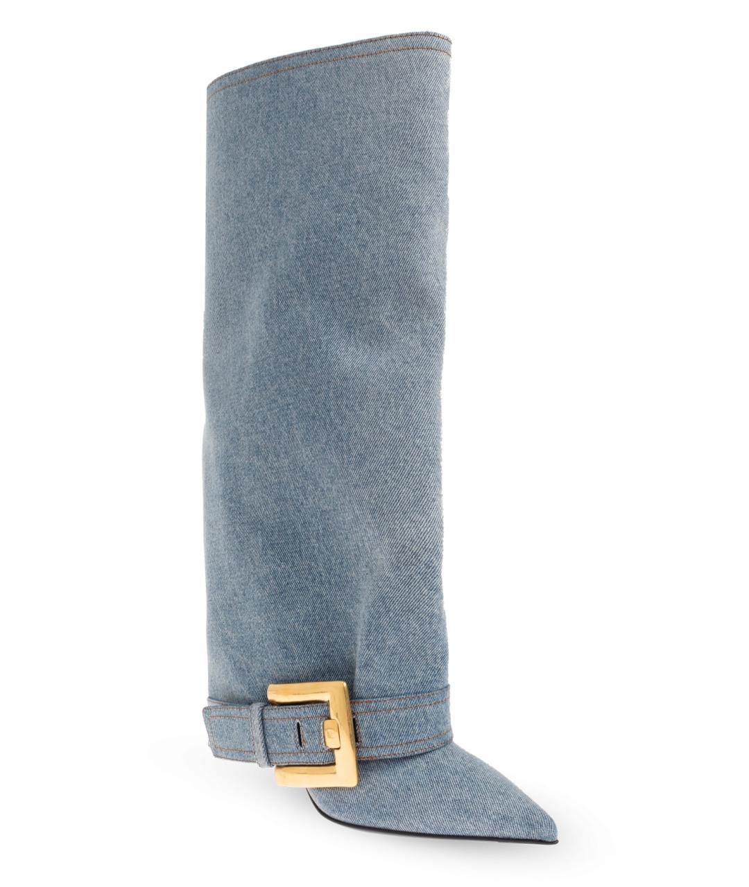 BALMAIN Голубые текстильные сапоги, фото 2