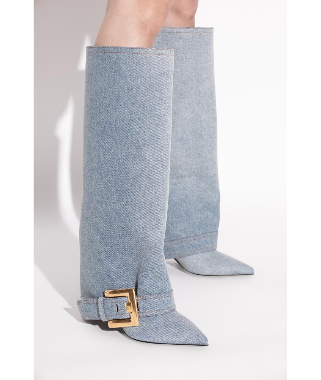BALMAIN Голубые текстильные сапоги, фото 5