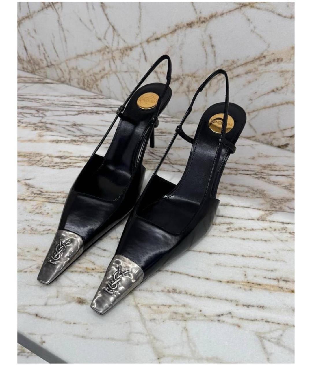 SAINT LAURENT Черные кожаные туфли, фото 2