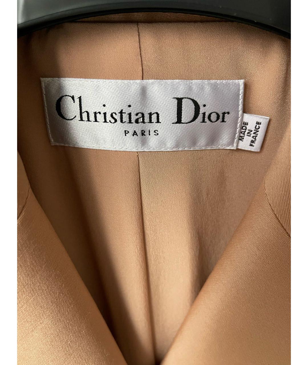 CHRISTIAN DIOR Бежевый шерстяной жакет/пиджак, фото 3
