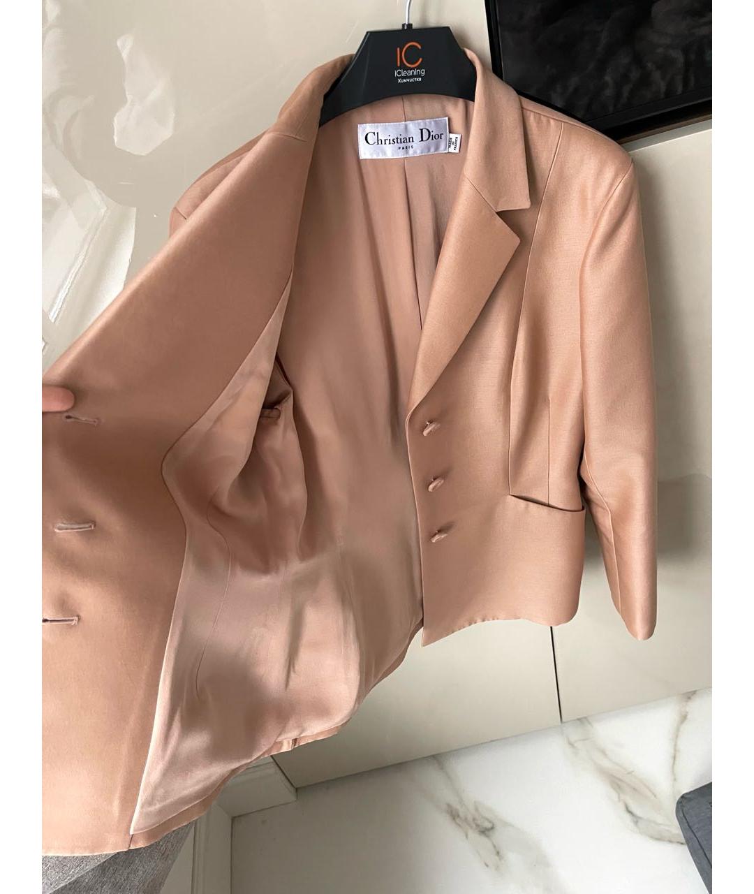 CHRISTIAN DIOR Бежевый шерстяной жакет/пиджак, фото 6
