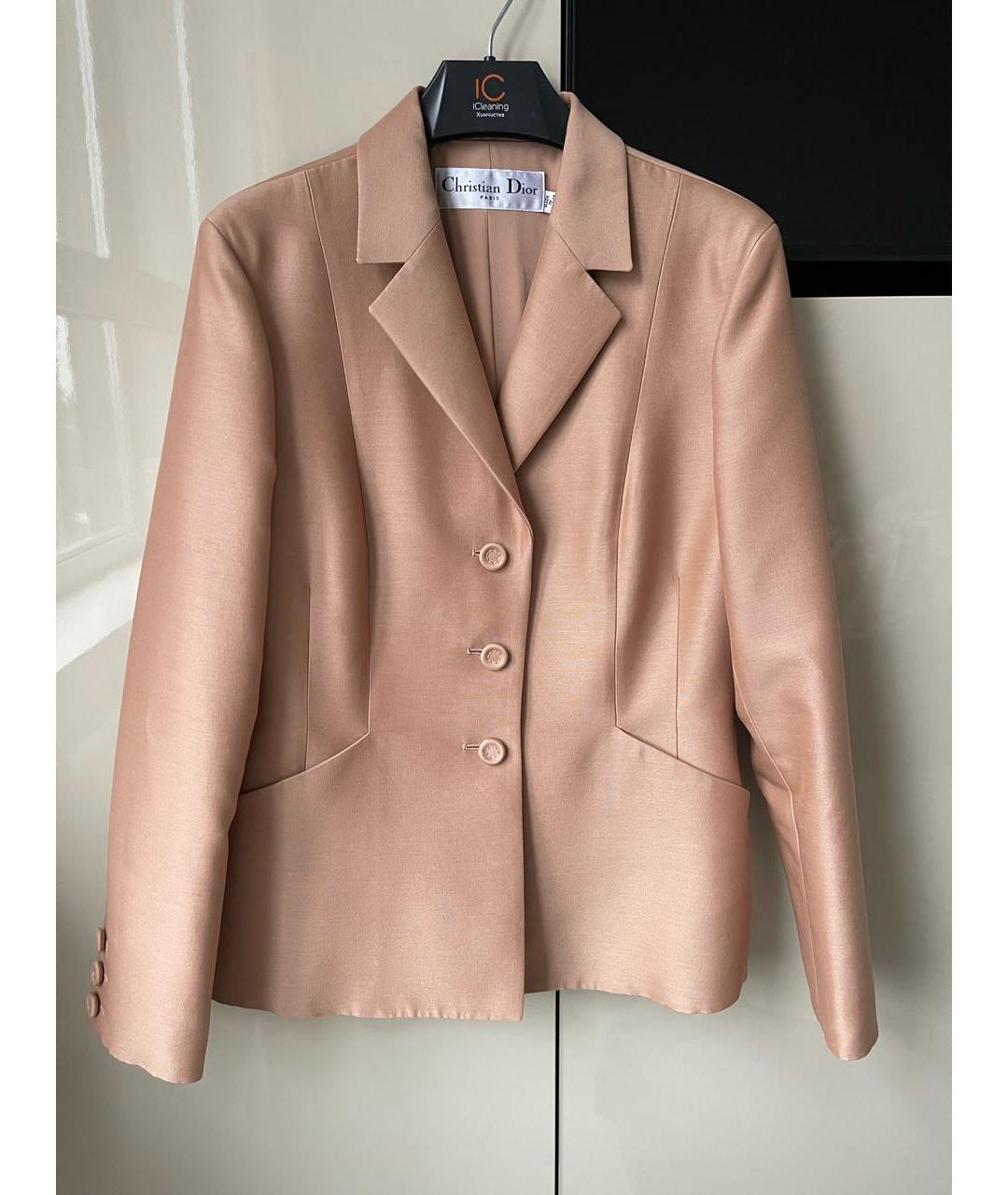 CHRISTIAN DIOR Бежевый шерстяной жакет/пиджак, фото 9