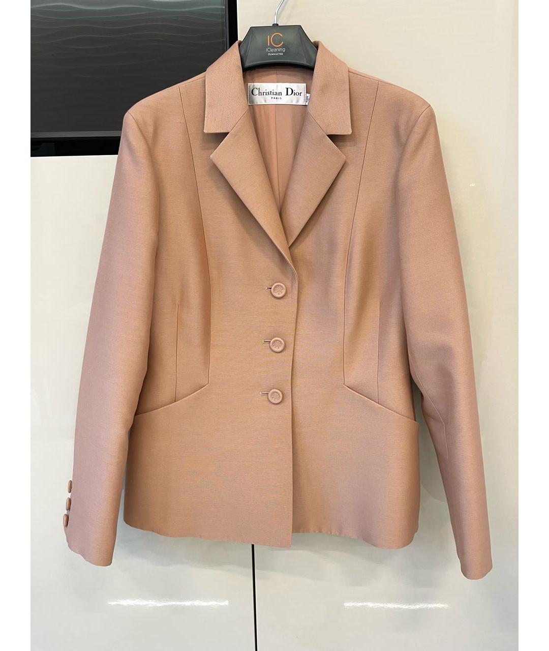 CHRISTIAN DIOR Бежевый шерстяной жакет/пиджак, фото 7
