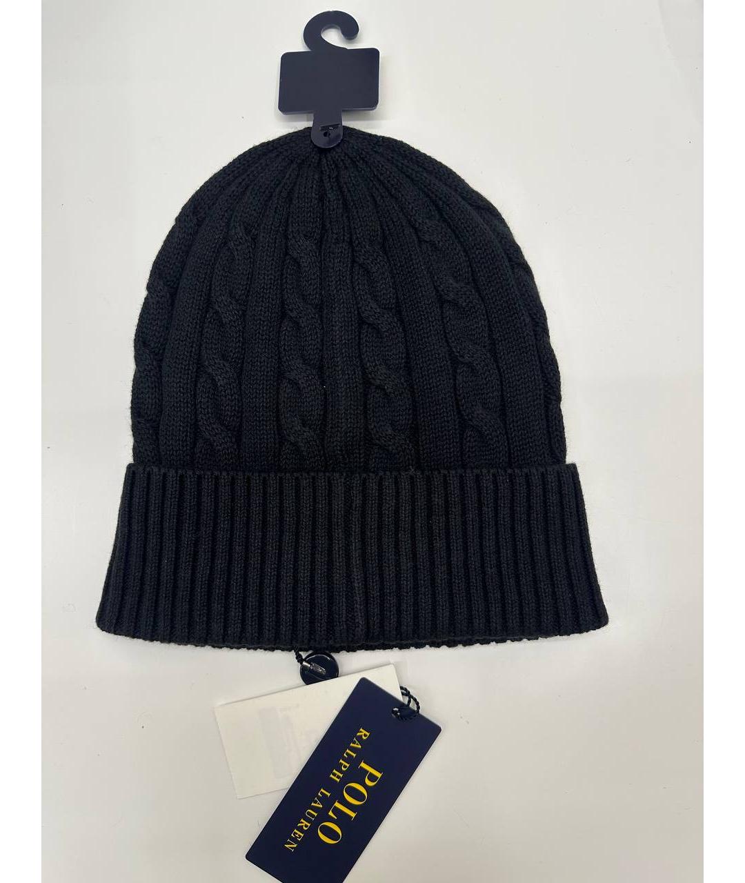 POLO RALPH LAUREN Черная хлопковая шапка, фото 2