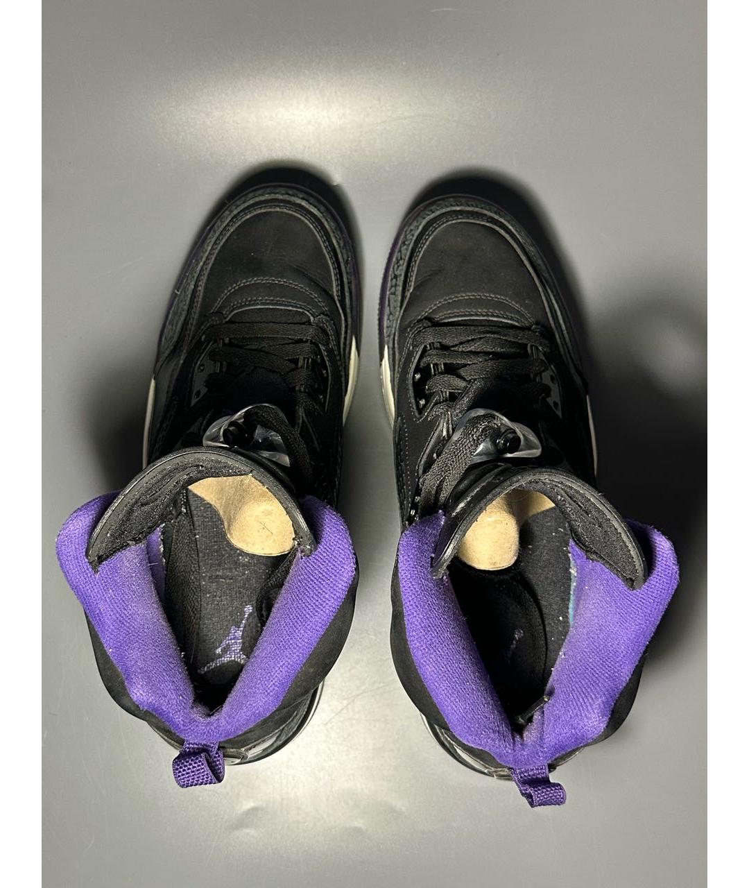 JORDAN Черные нубуковые высокие кроссовки / кеды, фото 3