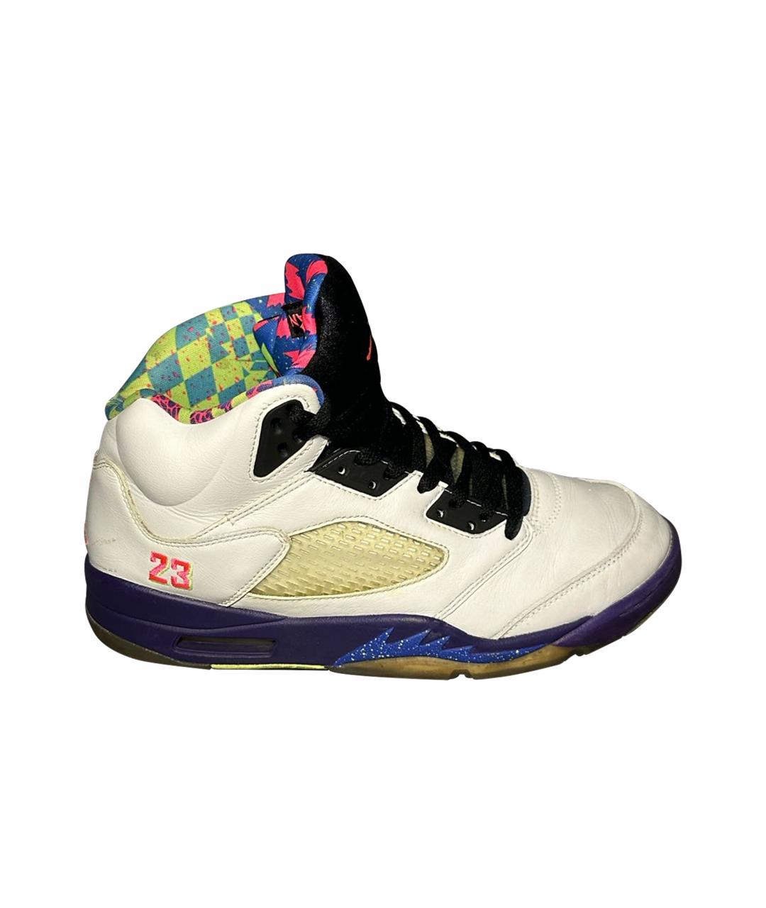 JORDAN Белые кожаные высокие кроссовки / кеды, фото 1