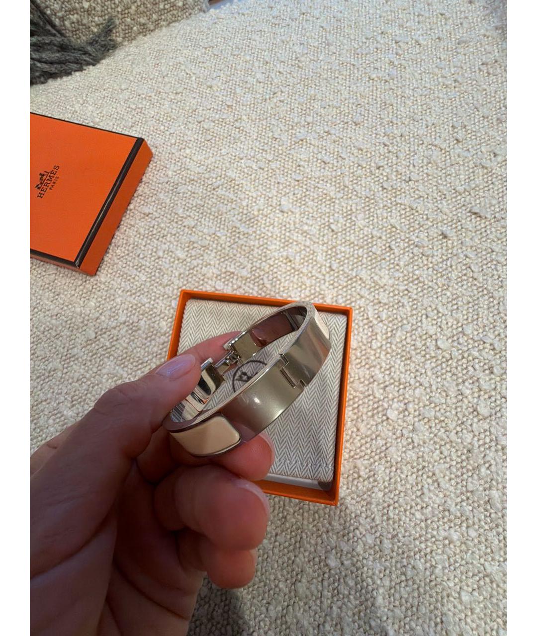 HERMES Бежевый металлический браслет, фото 5