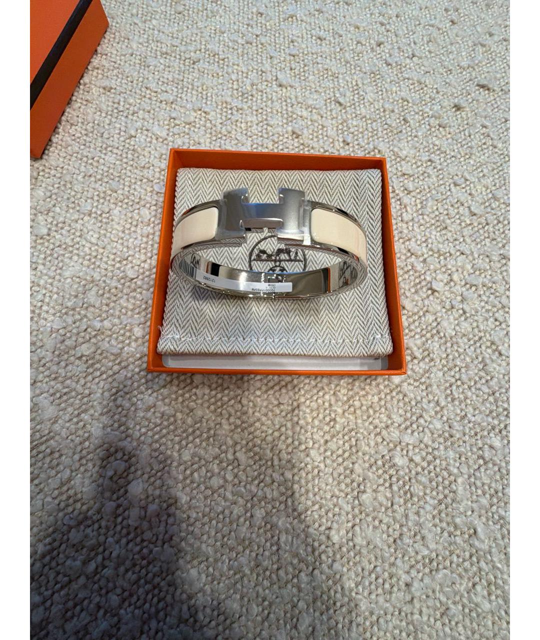 HERMES Бежевый металлический браслет, фото 6