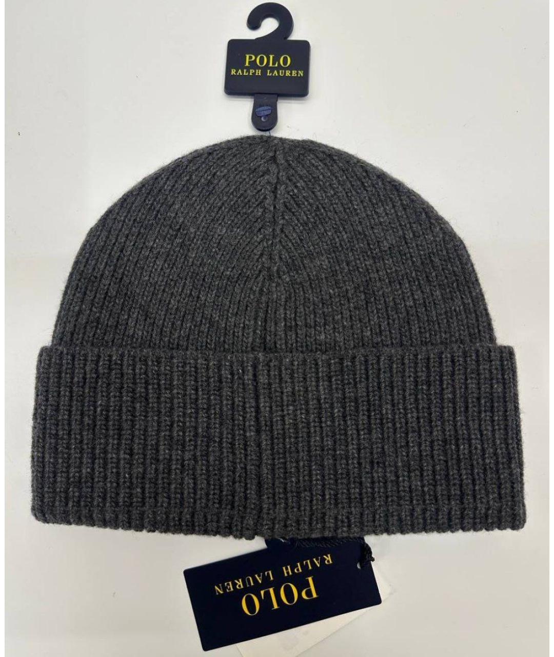 POLO RALPH LAUREN Антрацитовая шерстяная шапка, фото 2