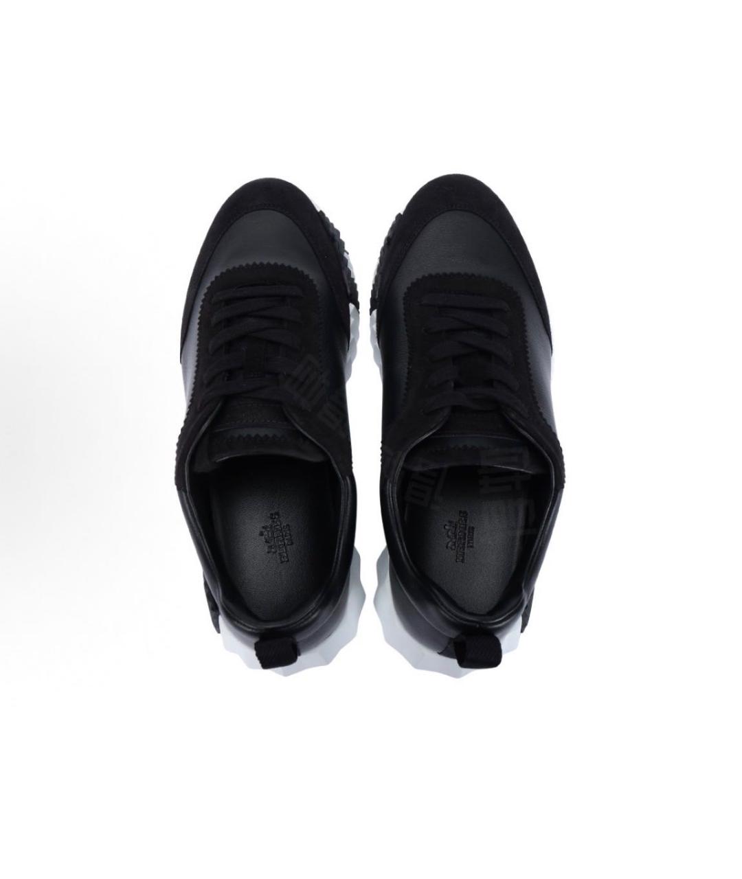 HERMES Черные кожаные низкие кроссовки / кеды, фото 3
