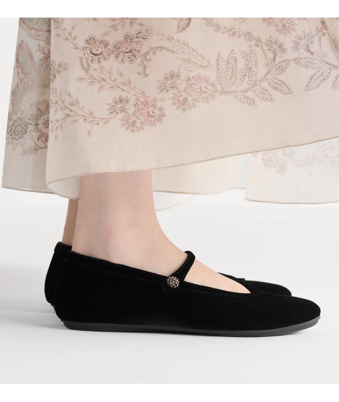 CHRISTIAN DIOR Черные бархатные балетки, фото 2