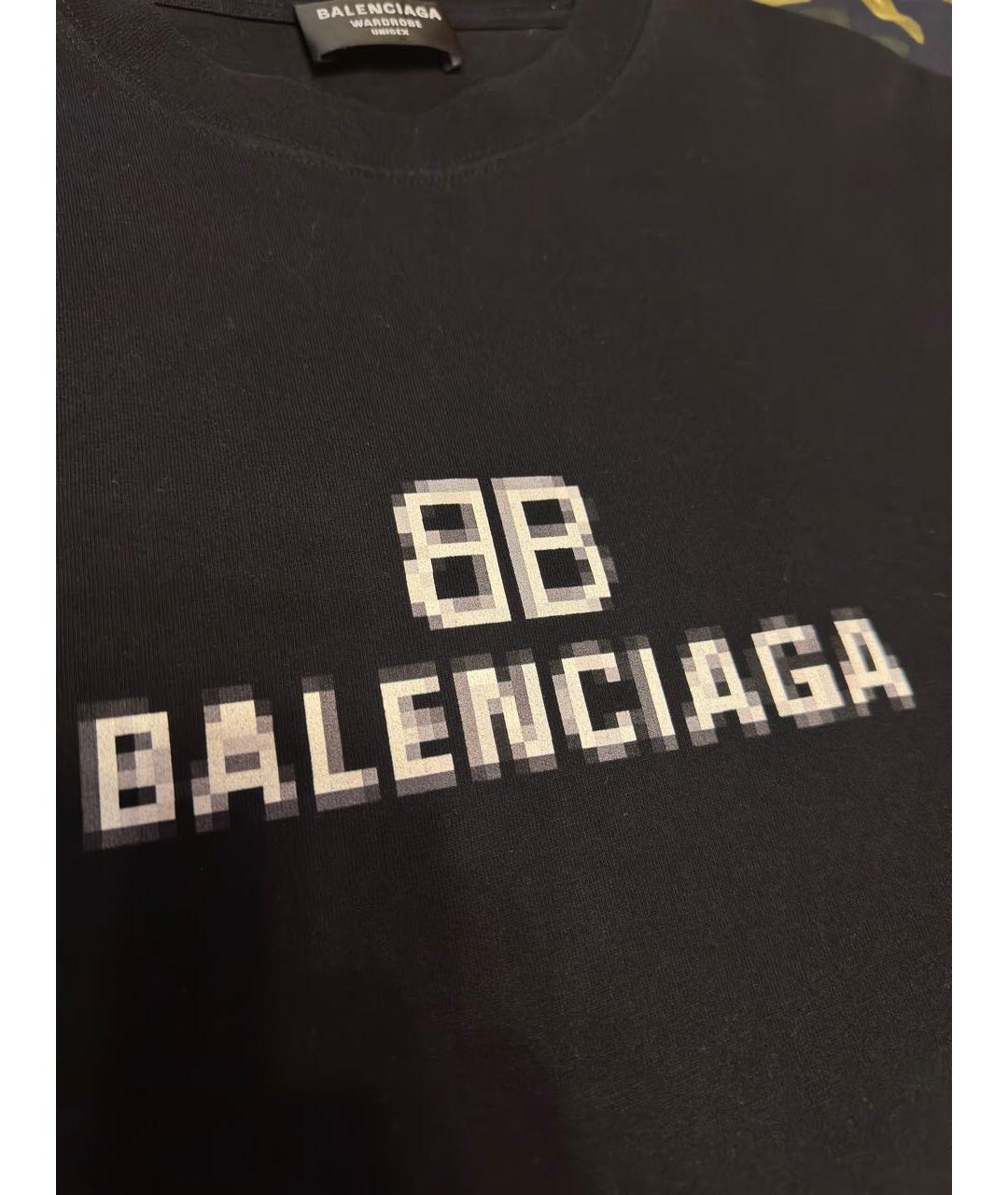 BALENCIAGA Черная хлопковая футболка, фото 4