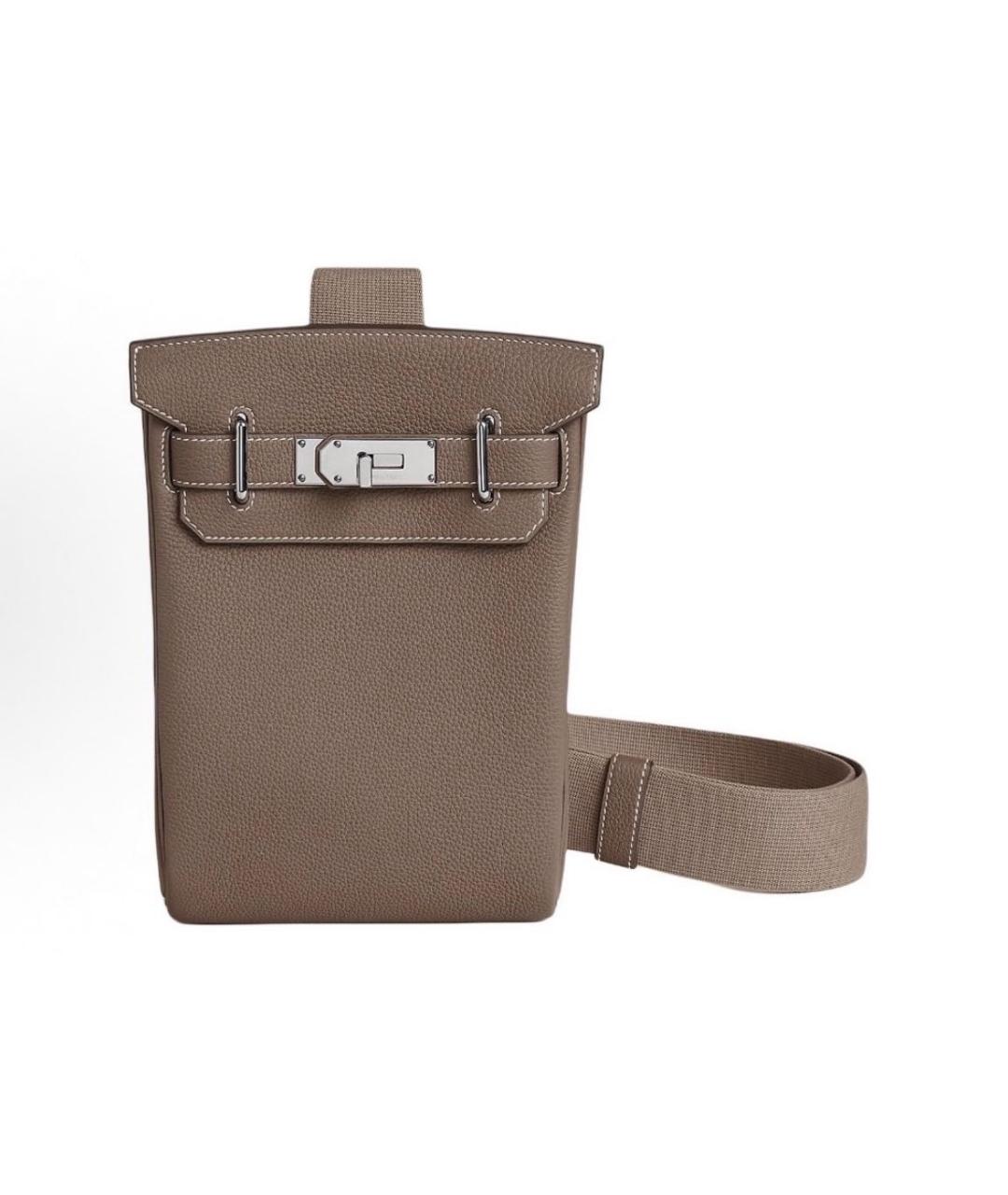 HERMES Бежевая кожаная сумка на плечо, фото 5