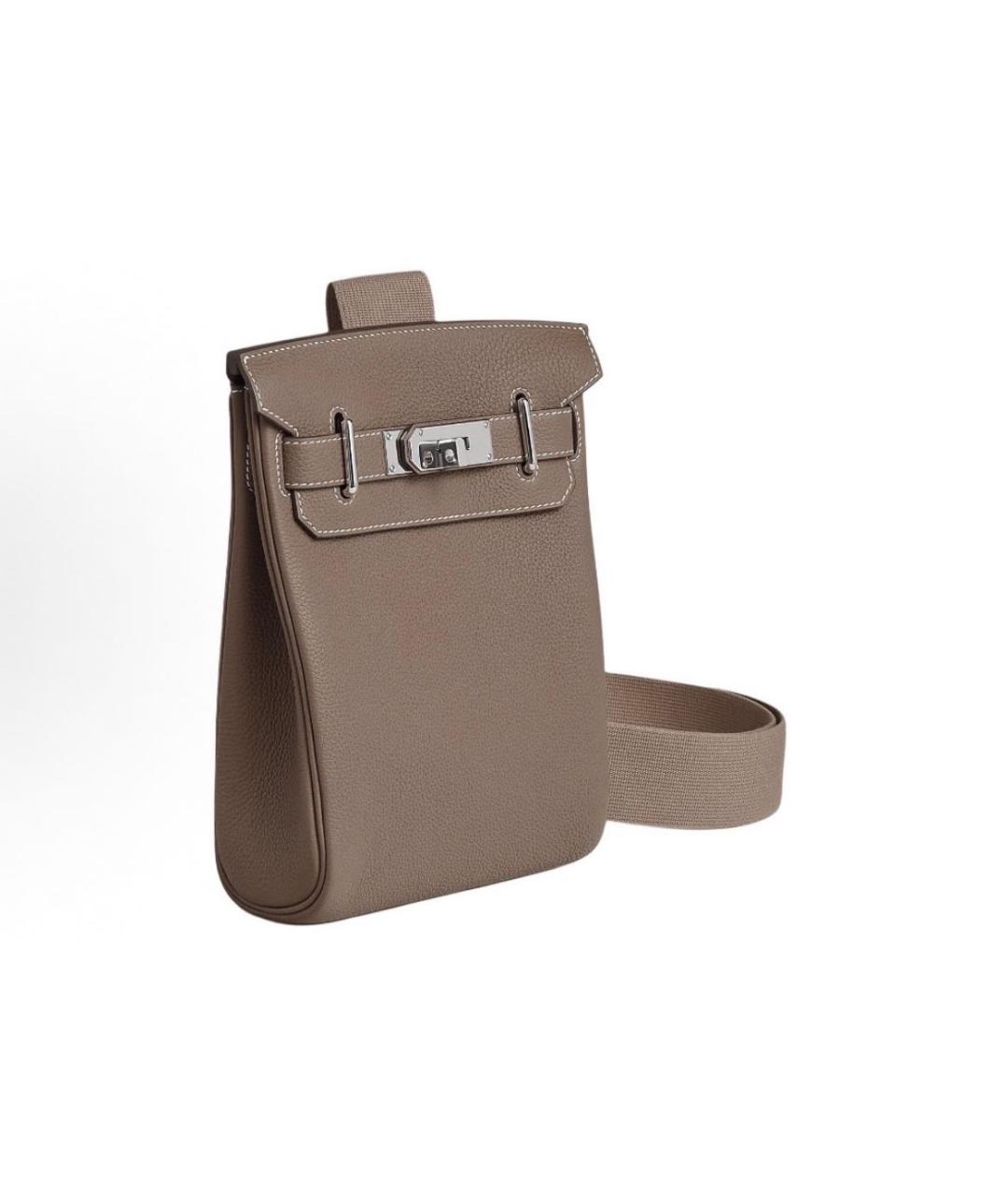 HERMES Бежевая кожаная сумка на плечо, фото 2