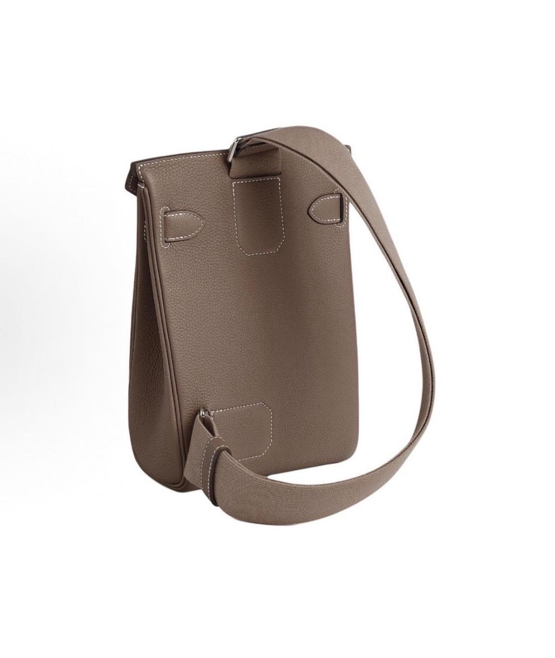 HERMES Бежевая кожаная сумка на плечо, фото 3