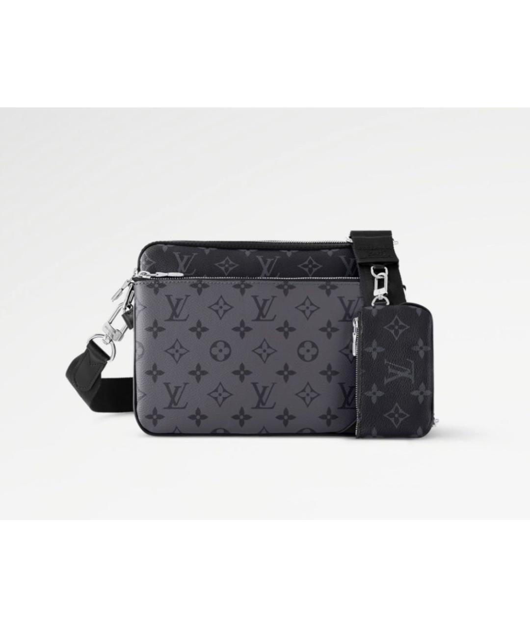 LOUIS VUITTON Антрацитовая кожаная сумка на плечо, фото 6