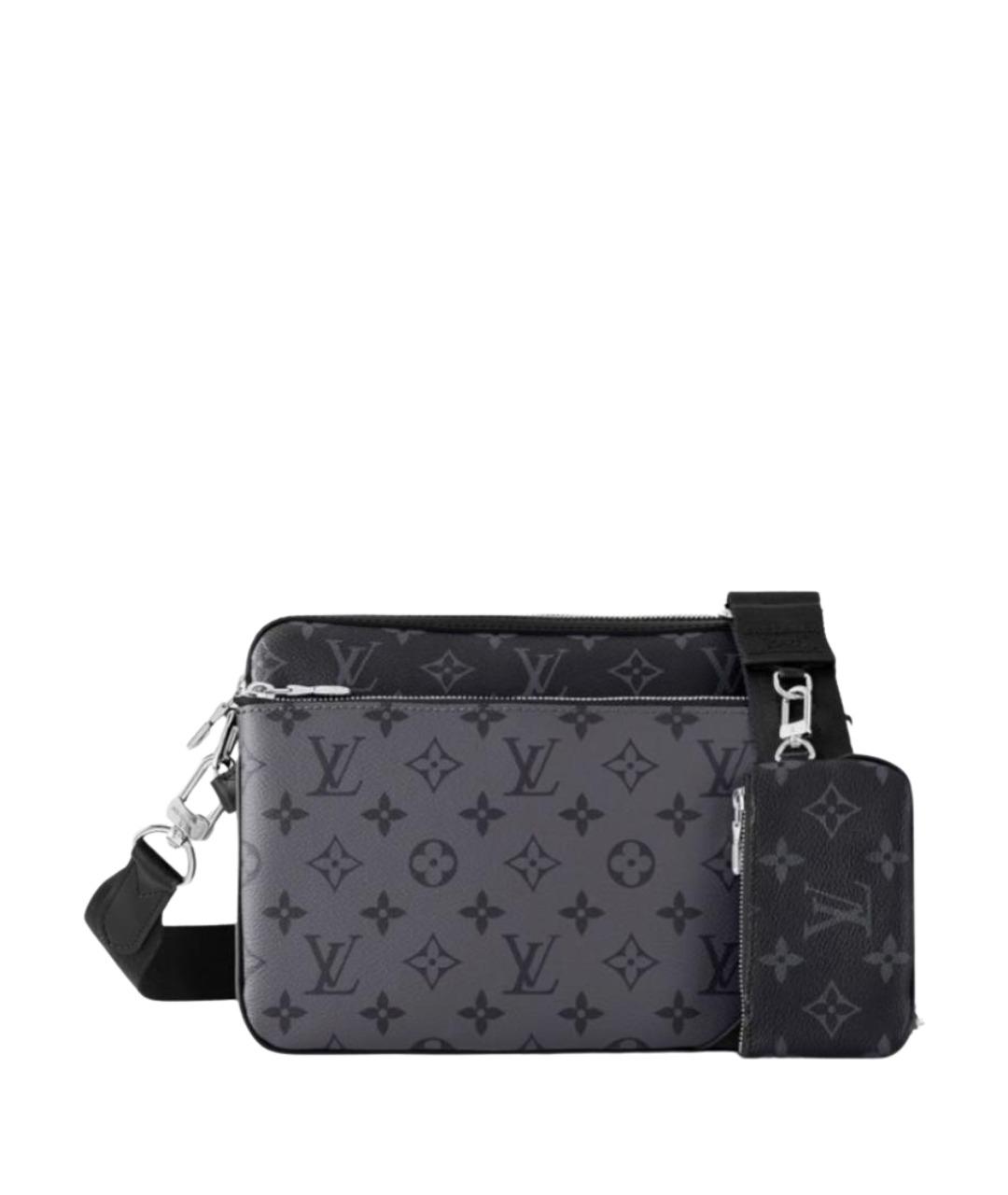 LOUIS VUITTON Антрацитовая кожаная сумка на плечо, фото 1