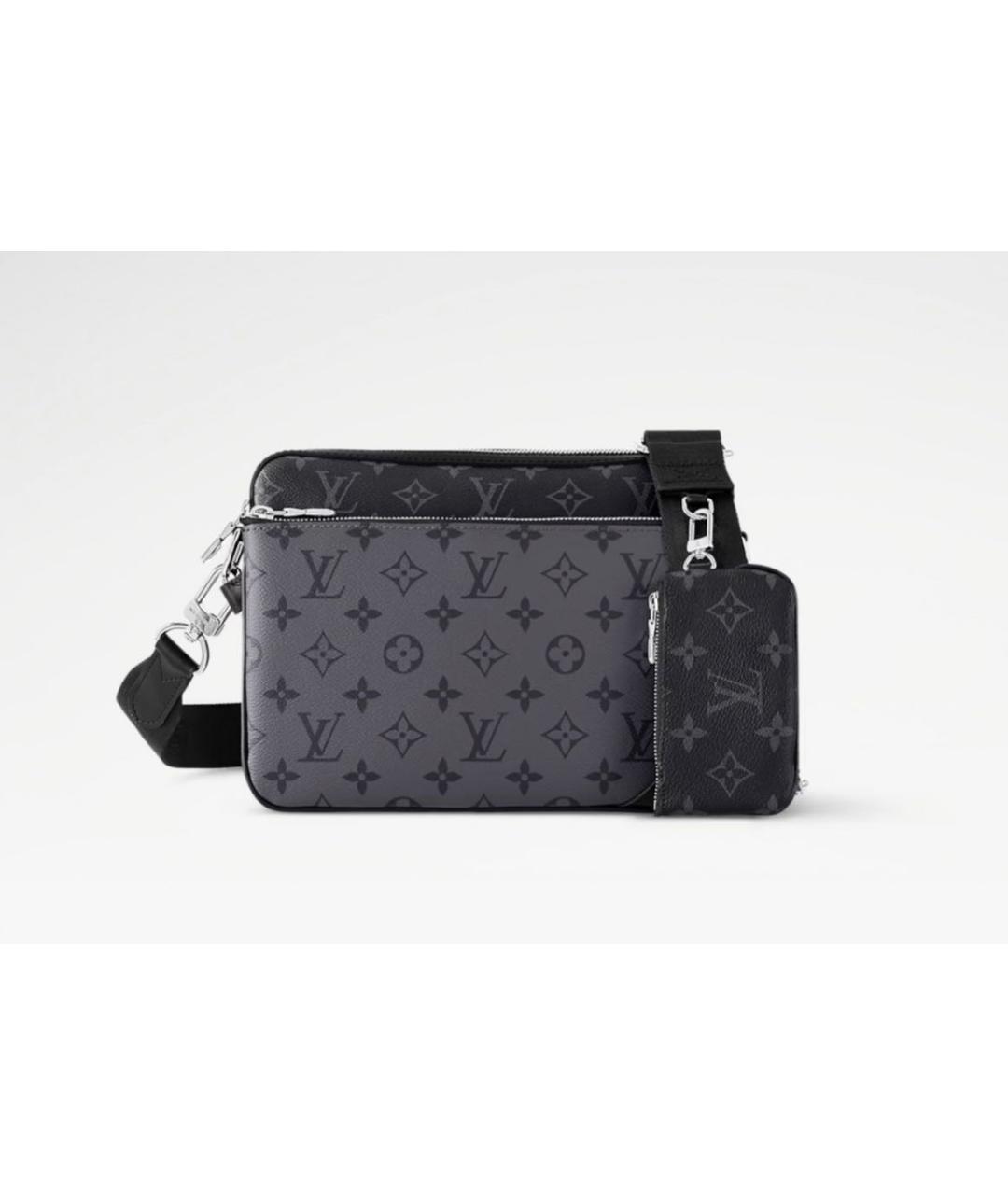 LOUIS VUITTON Антрацитовая кожаная сумка на плечо, фото 2