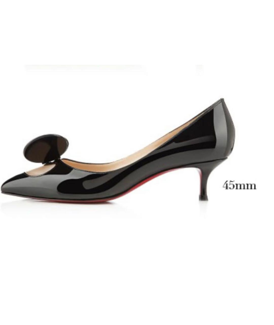 CHRISTIAN LOUBOUTIN Черные лодочки на низком каблуке из лакированной кожи, фото 6