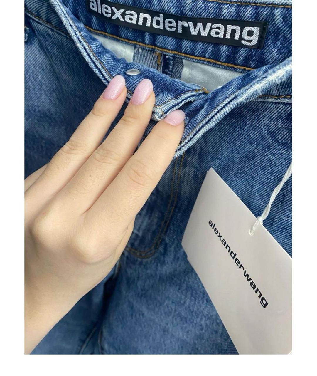 ALEXANDER WANG Голубые хлопковые прямые джинсы, фото 3