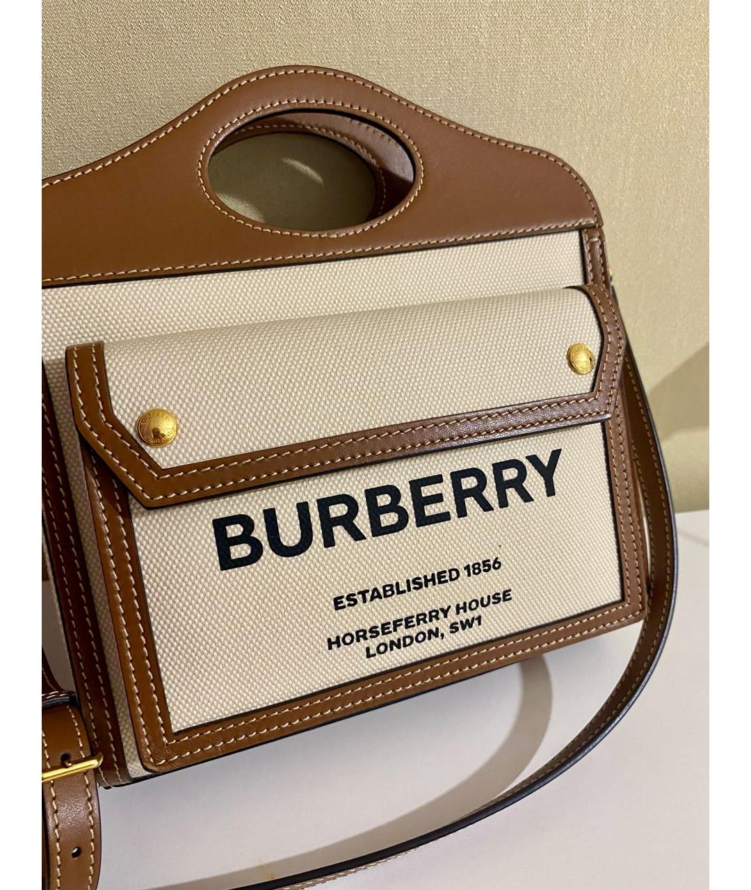 BURBERRY Бежевая кожаная сумка через плечо, фото 7