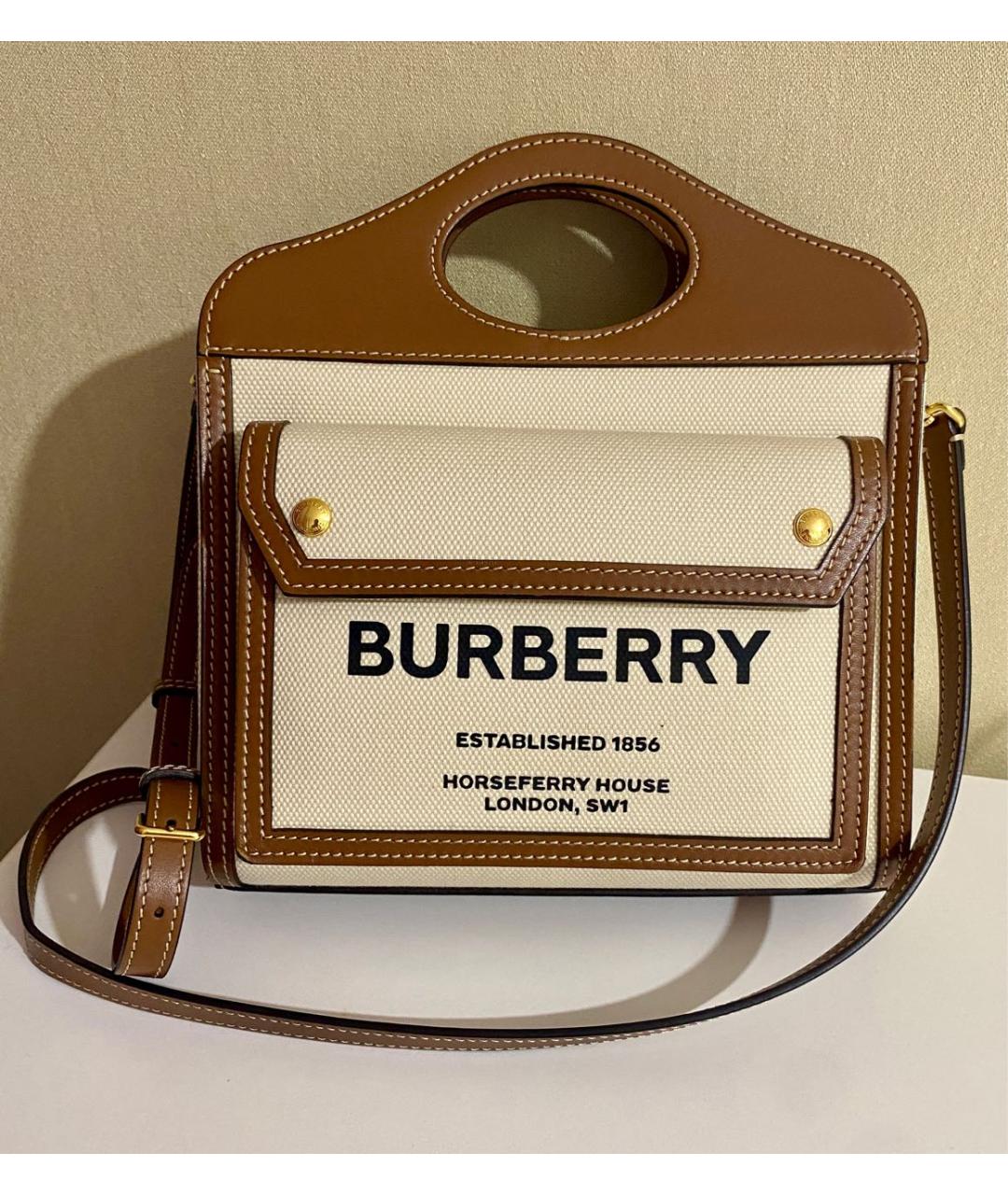 BURBERRY Бежевая кожаная сумка через плечо, фото 5