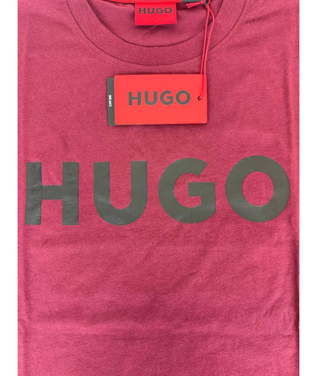 HUGO BOSS Бордовая хлопковая футболка, фото 4