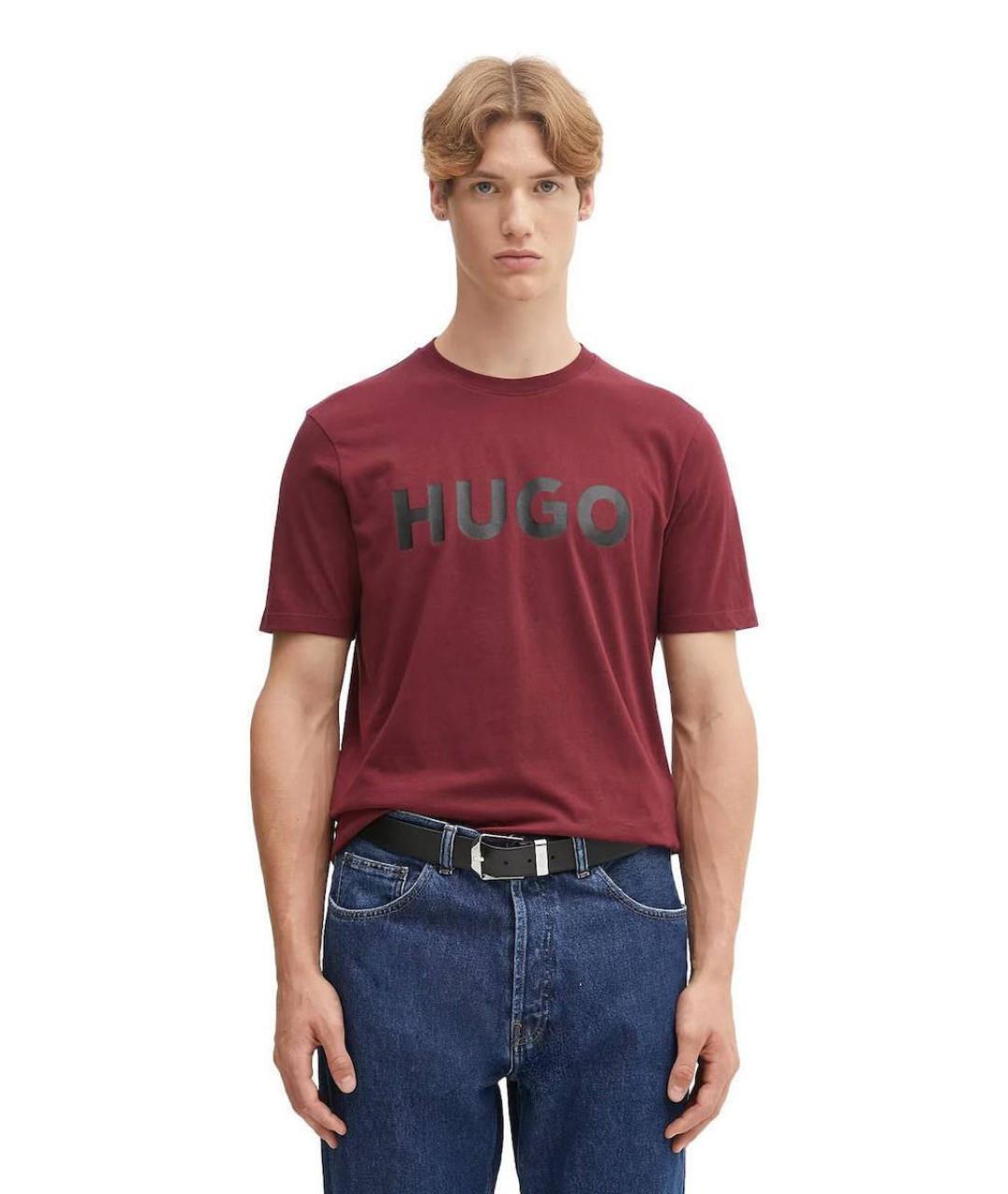 HUGO BOSS Бордовая хлопковая футболка, фото 2