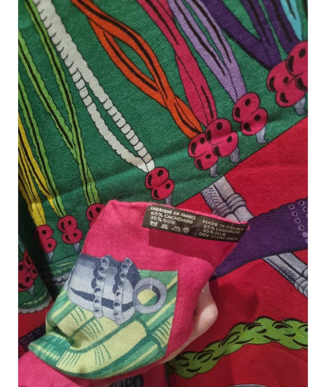 HERMES Красный кашемировый платок, фото 4