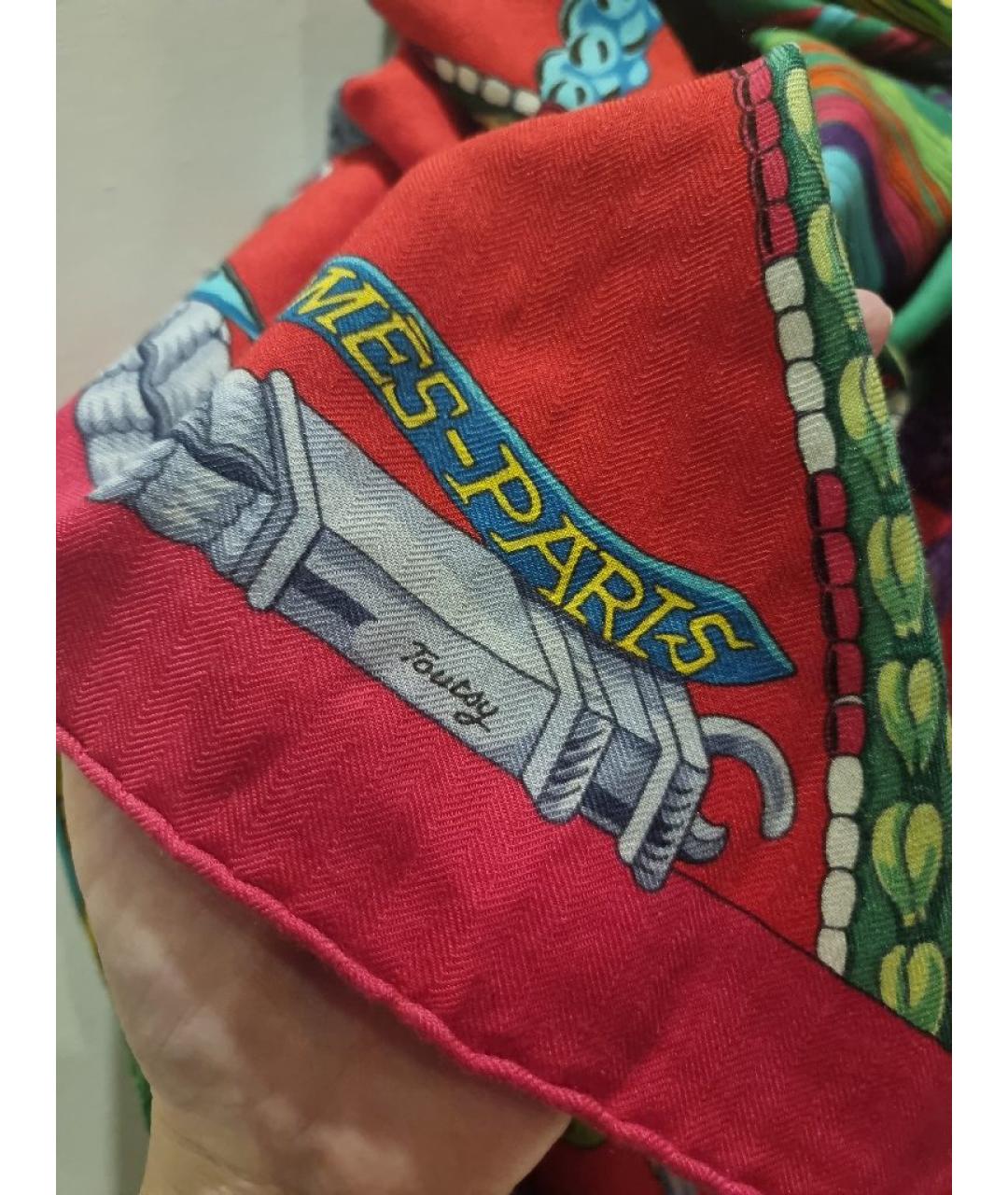 HERMES Красный кашемировый платок, фото 2