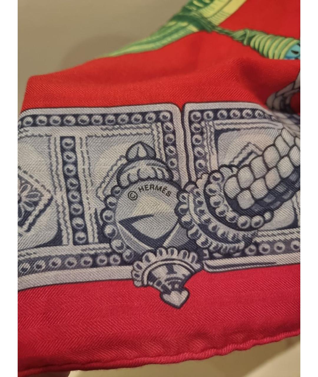 HERMES Красный кашемировый платок, фото 3