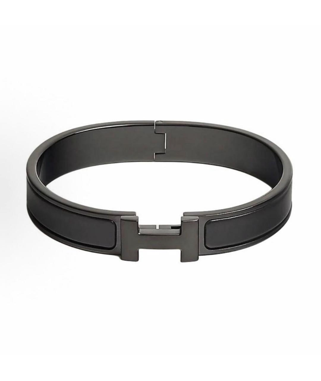 HERMES Черный металлический браслет, фото 3