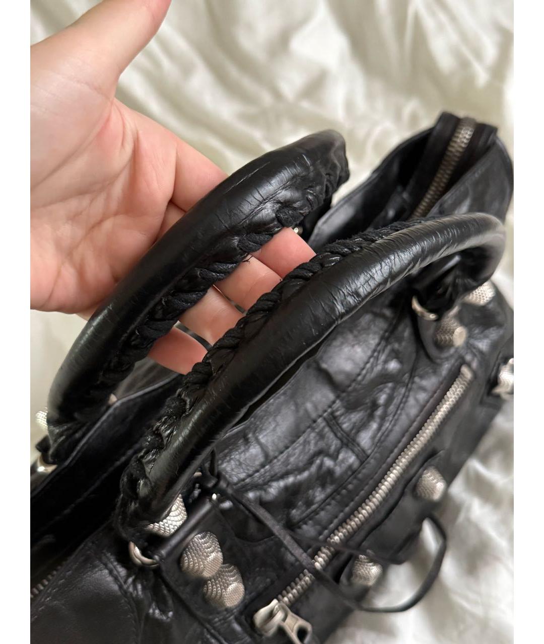 BALENCIAGA Черная кожаная сумка с короткими ручками, фото 3