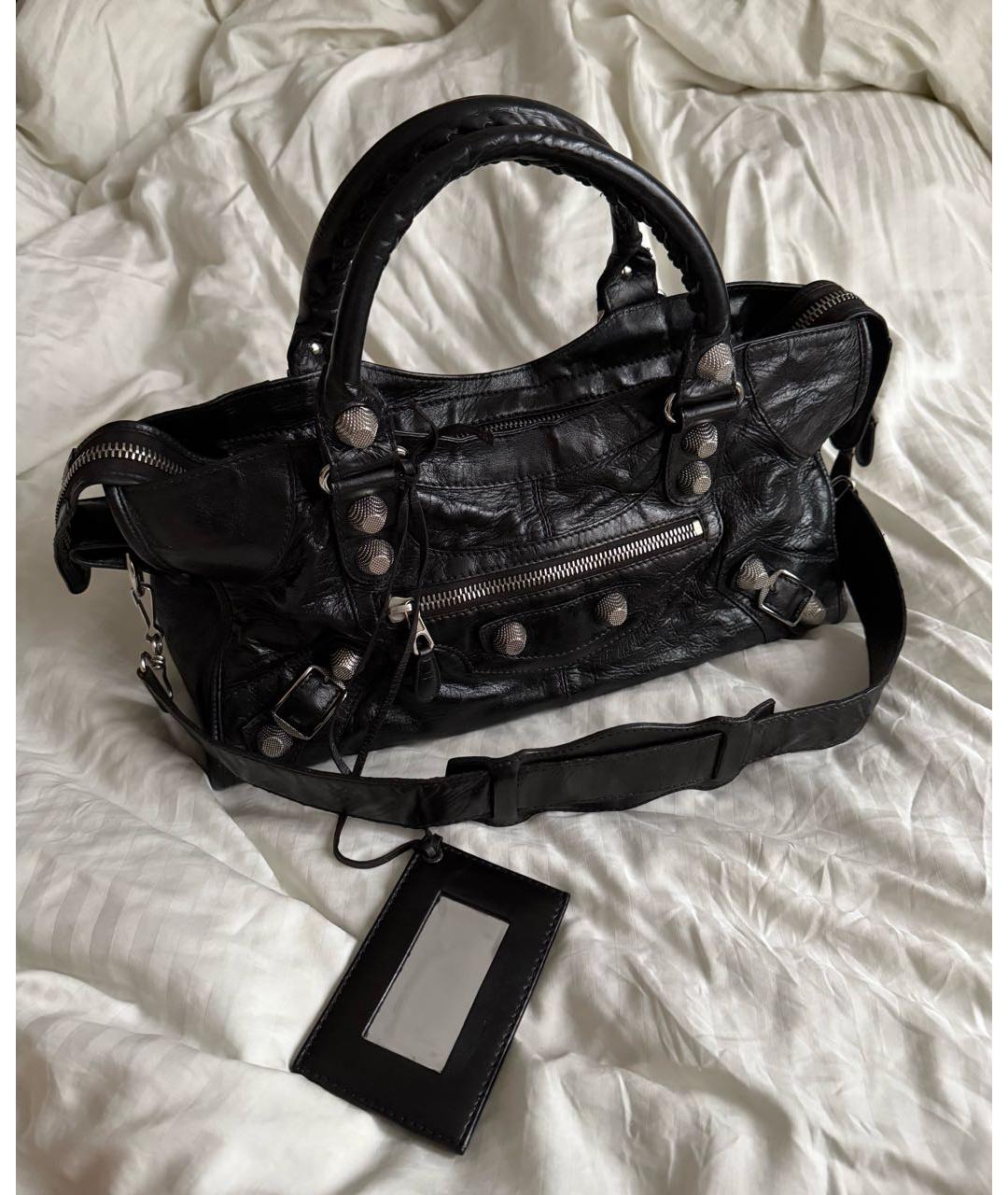 BALENCIAGA Черная кожаная сумка с короткими ручками, фото 9