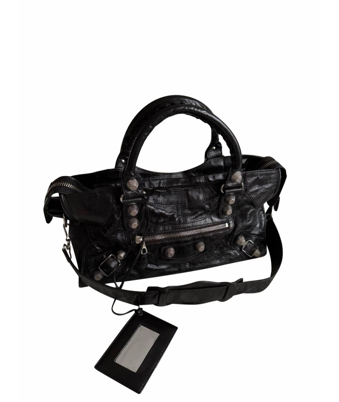 BALENCIAGA Черная кожаная сумка с короткими ручками, фото 1