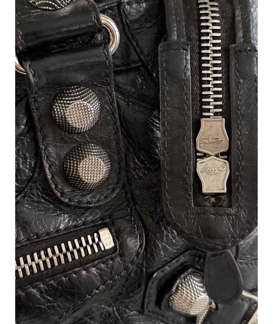 BALENCIAGA Черная кожаная сумка с короткими ручками, фото 5