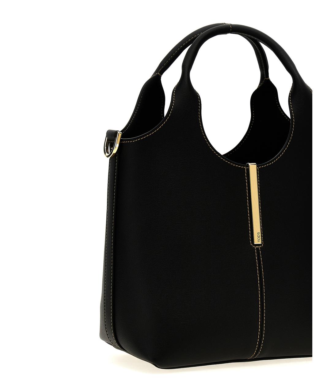 TOD'S Черная кожаная сумка тоут, фото 3