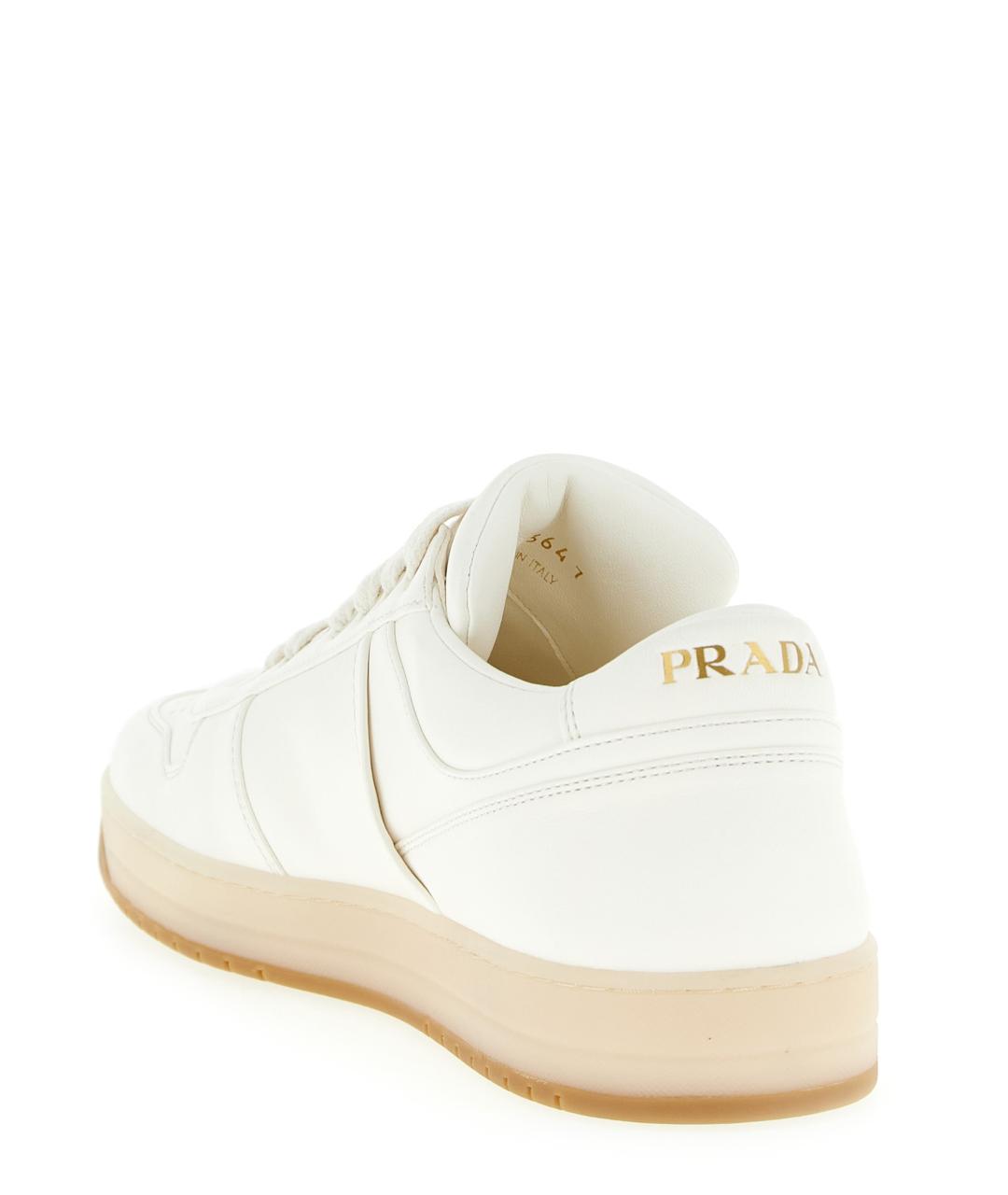 PRADA Бежевые кожаные низкие кроссовки / кеды, фото 3