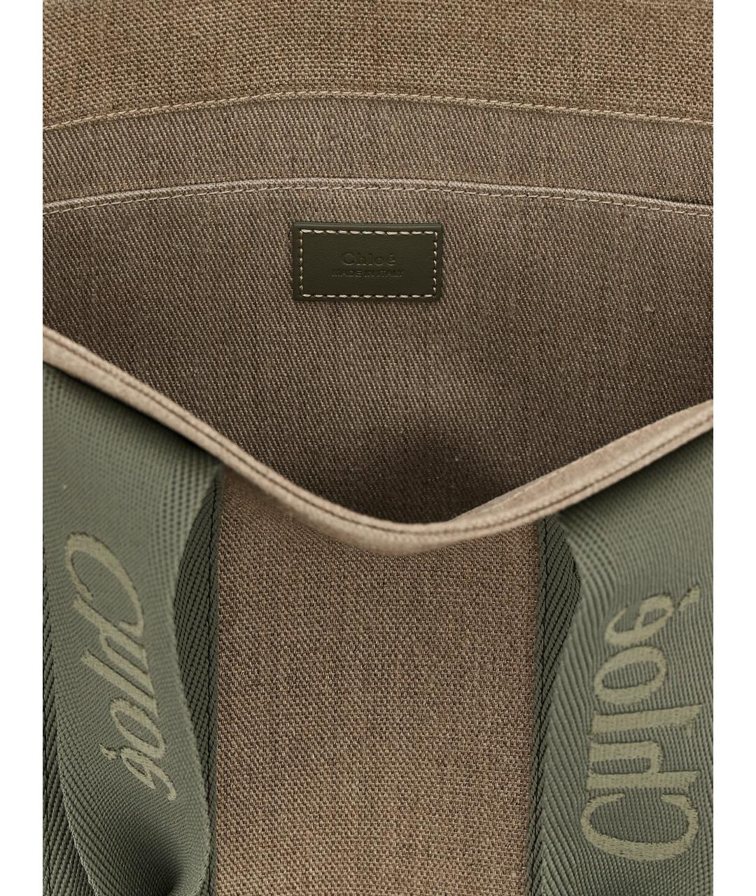 CHLOE Зеленая льняная сумка тоут, фото 4