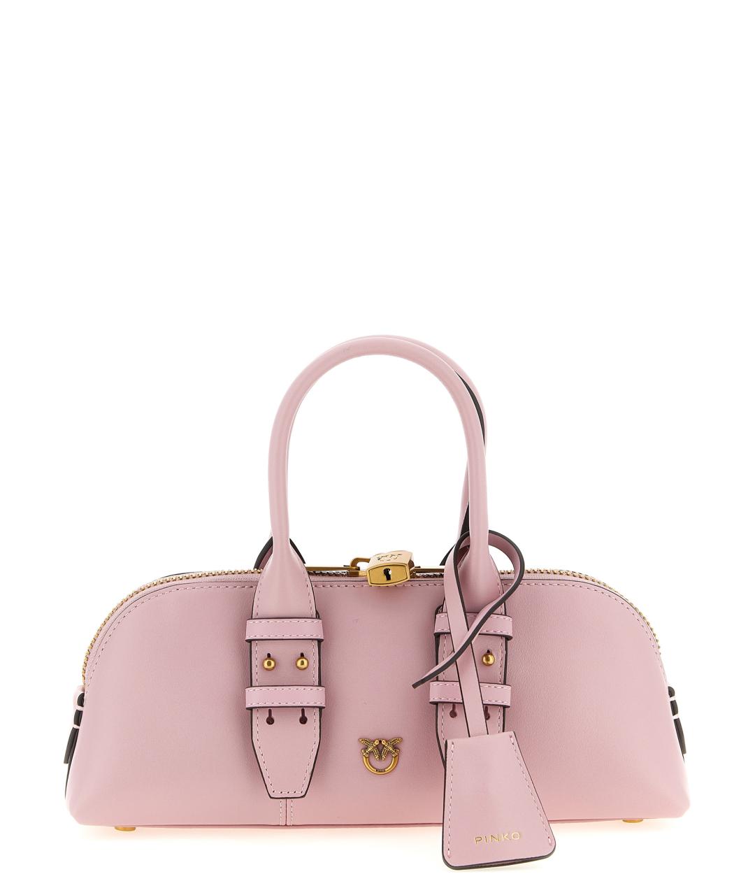 PINKO Розовая кожаная сумка с короткими ручками, фото 1