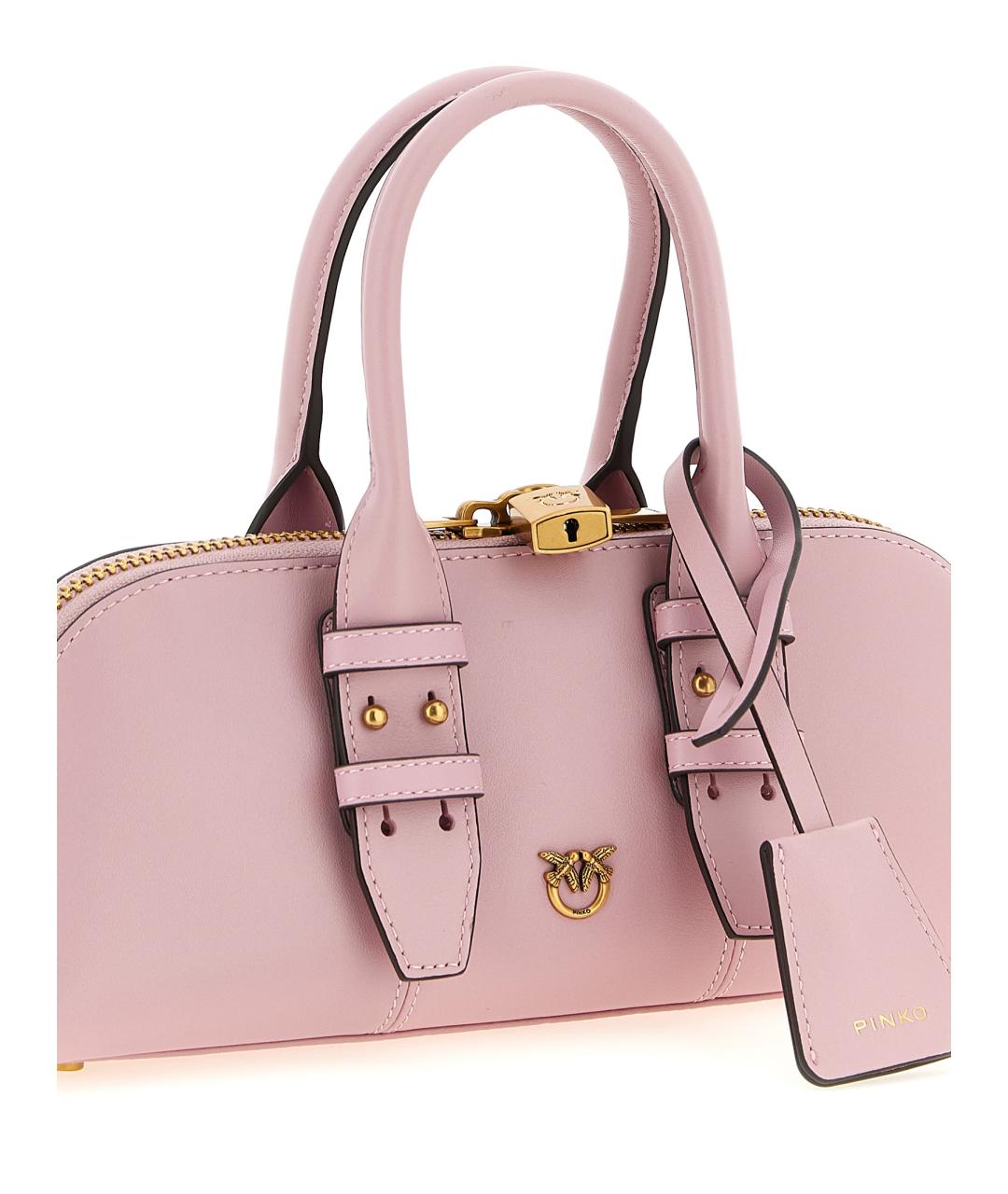 PINKO Розовая кожаная сумка с короткими ручками, фото 3