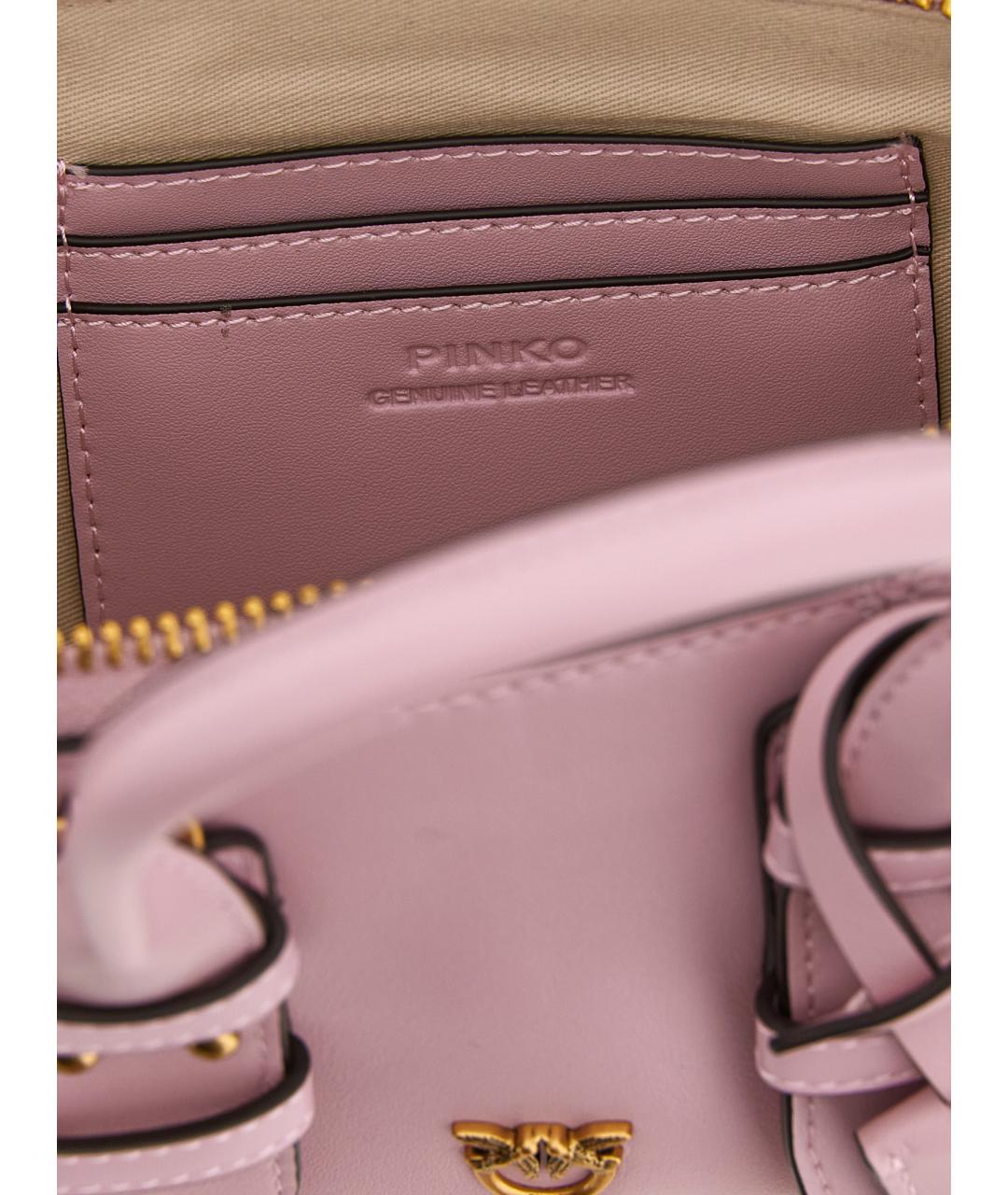 PINKO Розовая кожаная сумка с короткими ручками, фото 4