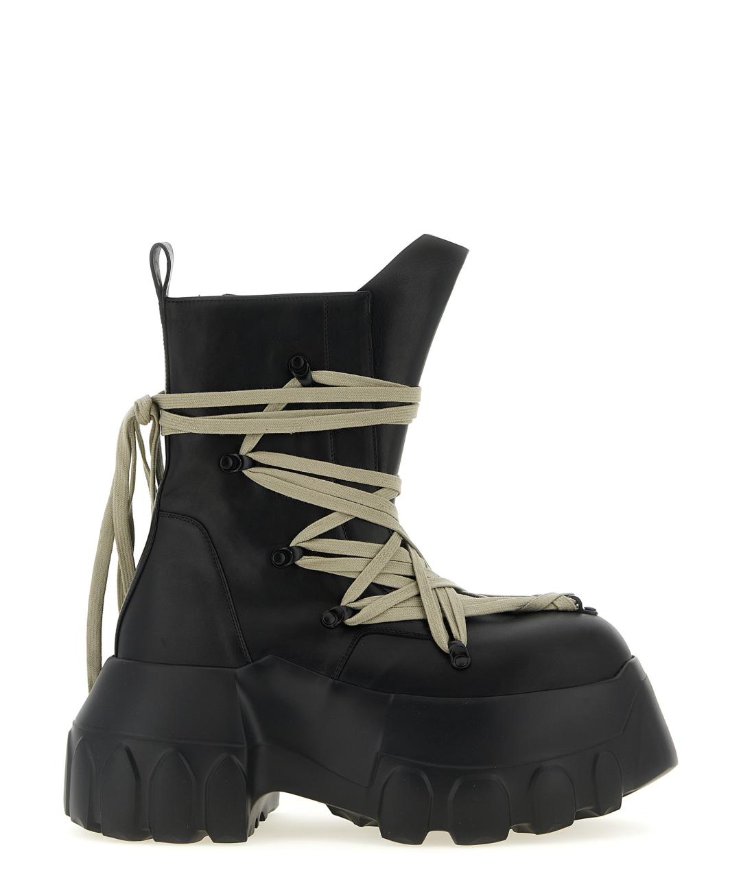 RICK OWENS Черные кожаные высокие ботинки, фото 1