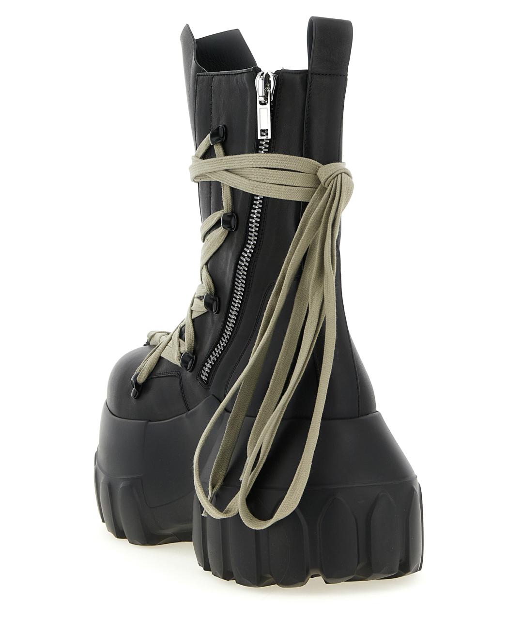 RICK OWENS Черные кожаные высокие ботинки, фото 3