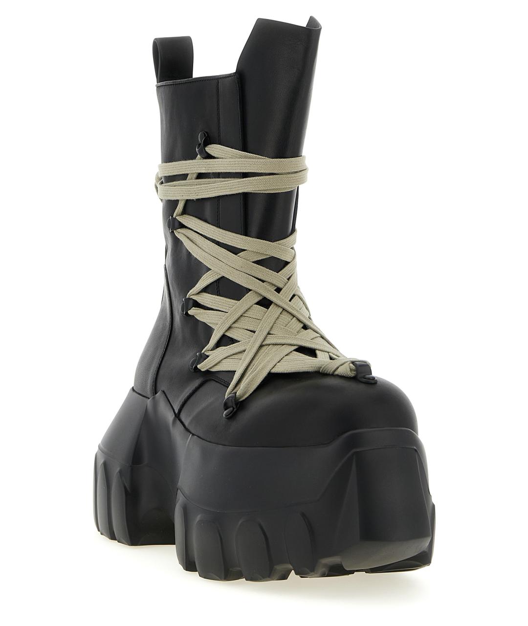 RICK OWENS Черные кожаные высокие ботинки, фото 2