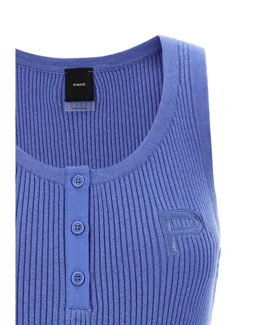 PINKO Синяя хлопковая майка, фото 3