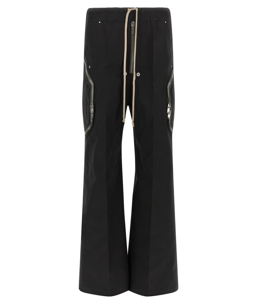 RICK OWENS Черные хлопковые повседневные брюки, фото 1