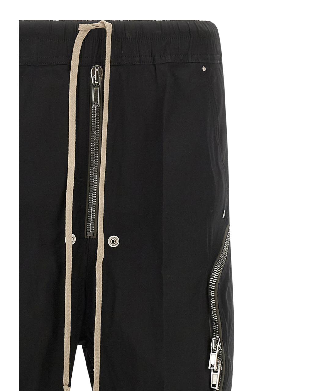 RICK OWENS Черные хлопковые повседневные брюки, фото 3