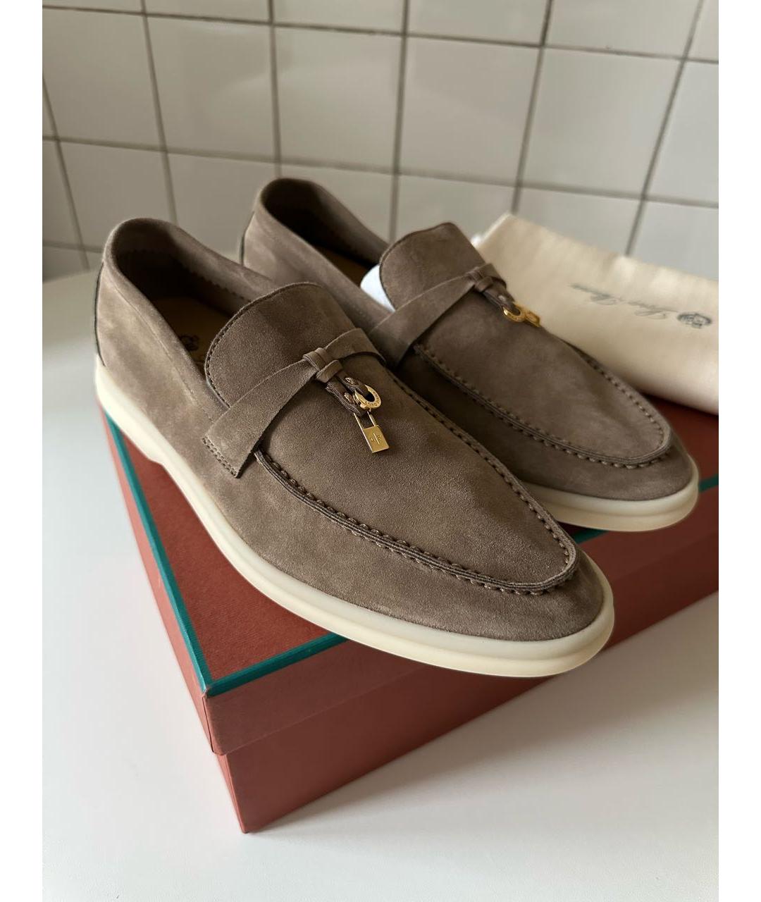 LORO PIANA Коричневые замшевые лоферы, фото 2