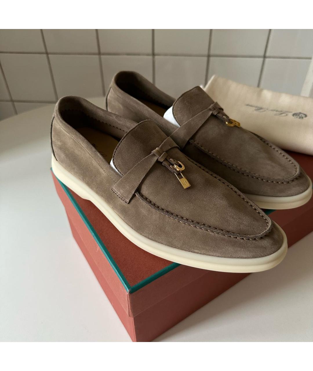 LORO PIANA Коричневые замшевые лоферы, фото 4